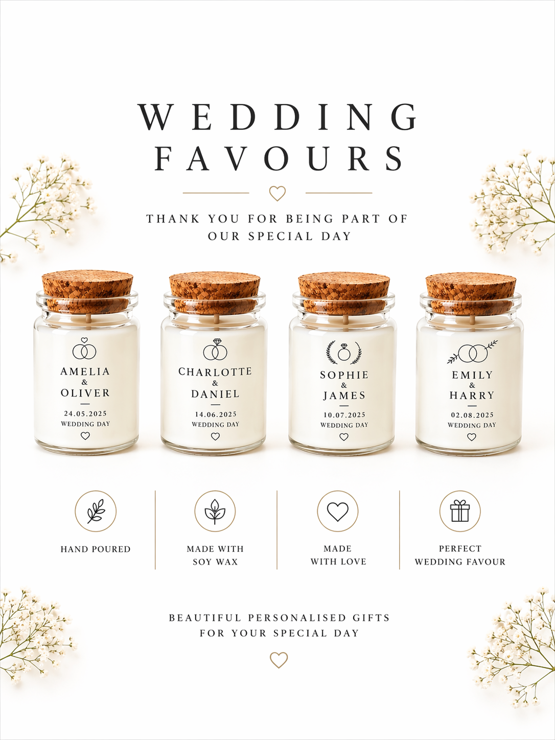 Wedding Favours Personalised Candles