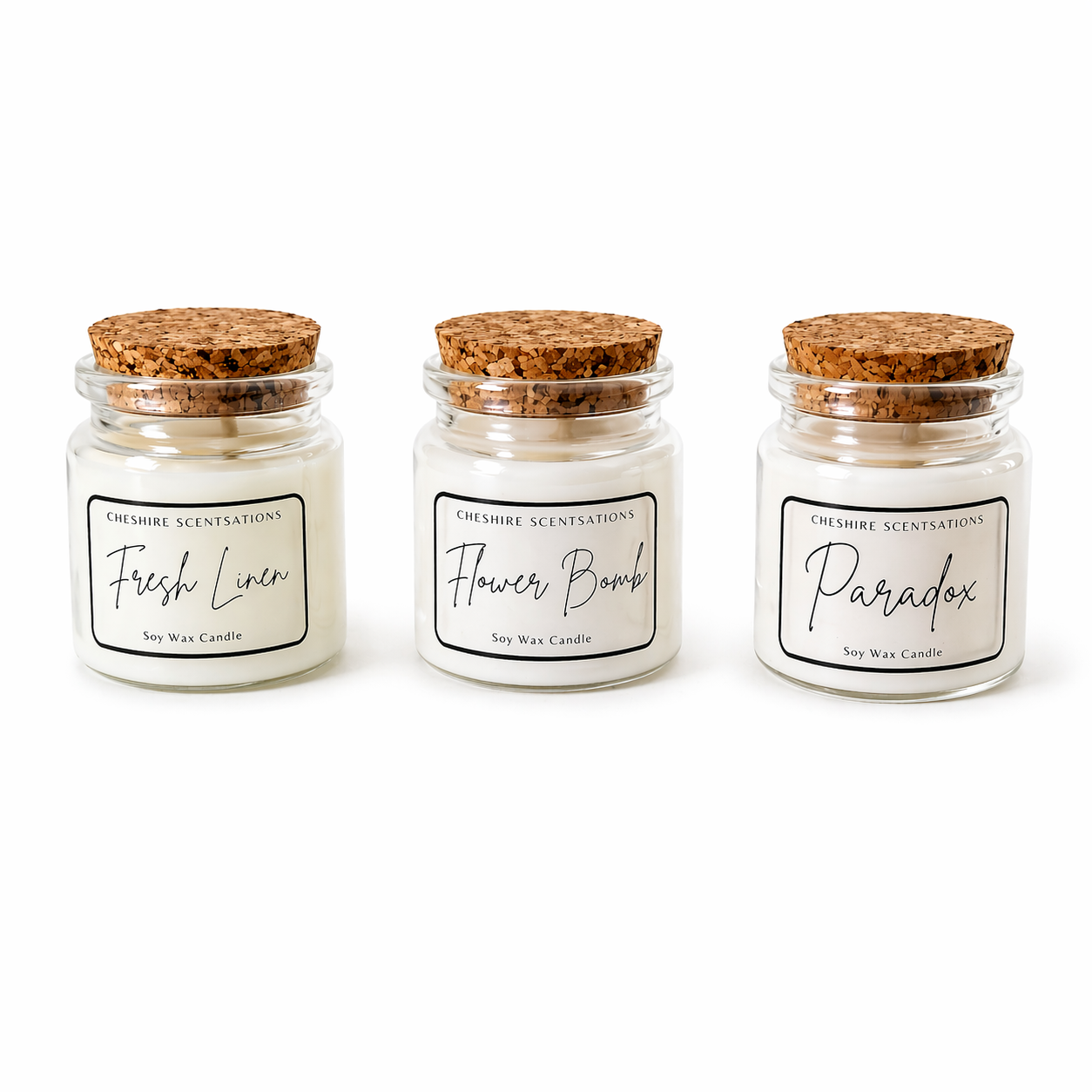 Luxury Soy Wax Candle Fresh Linen, Flower Bomb & Paradox Hand Poured Gift