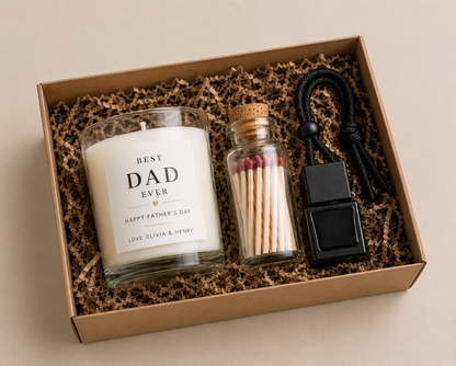Fathers Day Gift Set Luxury Candle With Matches & Car Diffuser For Dad