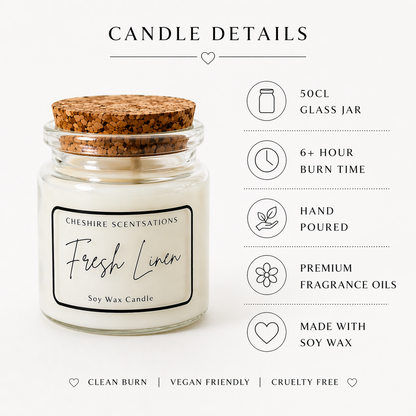 Luxury Soy Wax Candle Fresh Linen, Flower Bomb & Paradox Hand Poured Gift