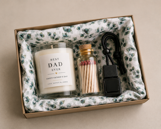 Fathers Day Gift Set Luxury Candle With Matches & Car Diffuser For Dad