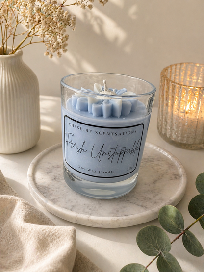 Fresh Unstoppable Soy Wax Candle Strong Laundry Scent 30cl