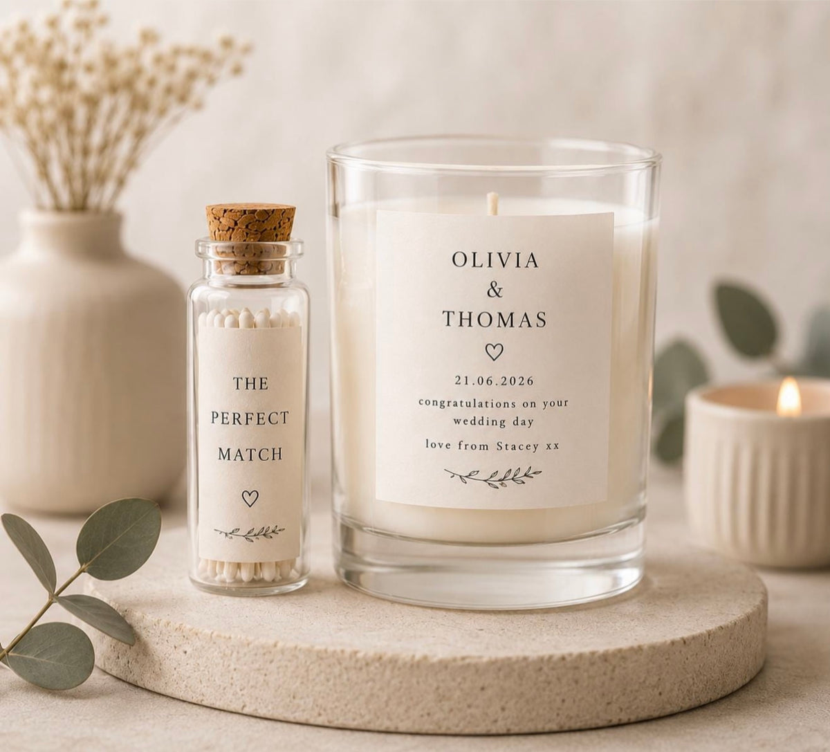 Personalised Wedding Gift Set | Soy Wax Candle