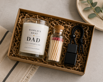 Fathers Day Gift Set Luxury Candle With Matches & Car Diffuser For Dad