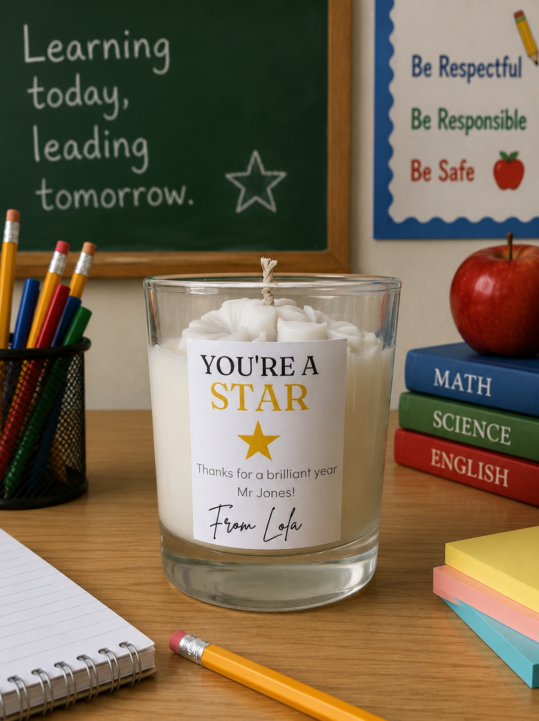 Personalised Thank You Candle - End of Term